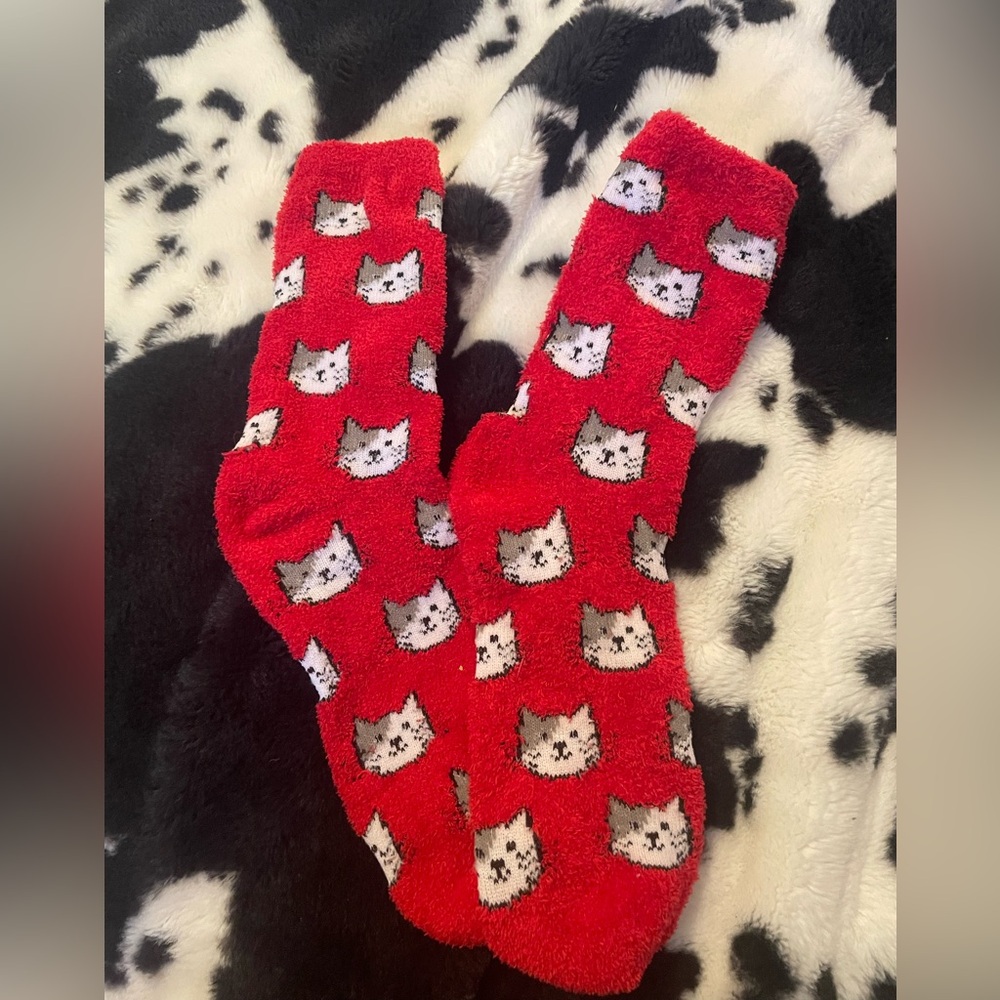 Red Cat Pattern Socks